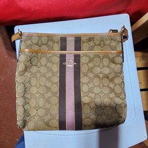 Brown and Pink Coach Crossbody Bag